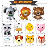 10 Pcs Safari Animal Balloons for Jungle Birthday Party Decorations -