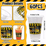 60 Pieces 16oz Construction Birthday Party Supplies Disposable