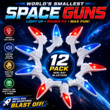 12 PK World's Smallest Space Guns - Mini Light Up Flashing Ray