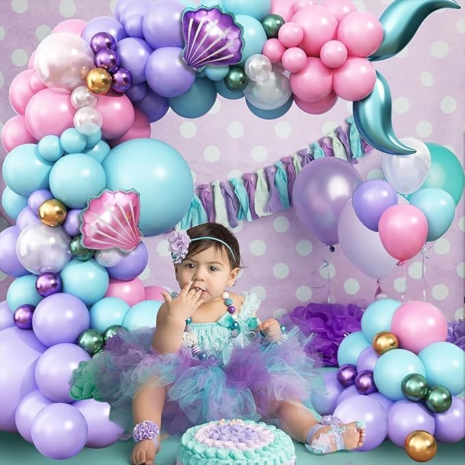 Mermaid Balloon Garland Arch Kit Pastel Pink Purple Teal Blue
