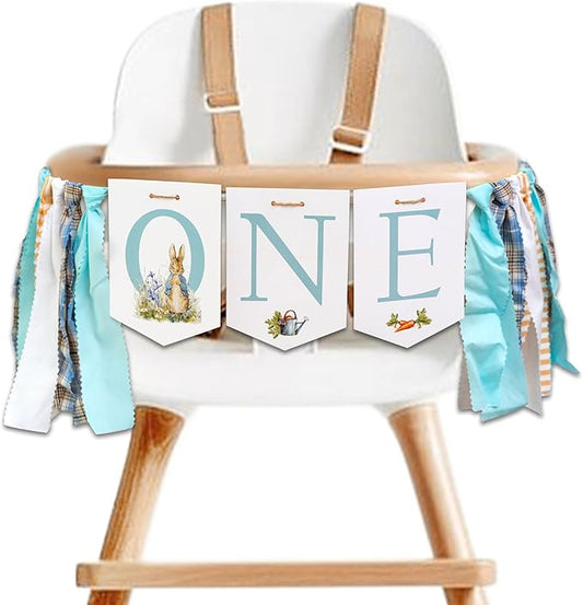 Rabbit One High Chair Banner First Birthday Party Highchair Banner