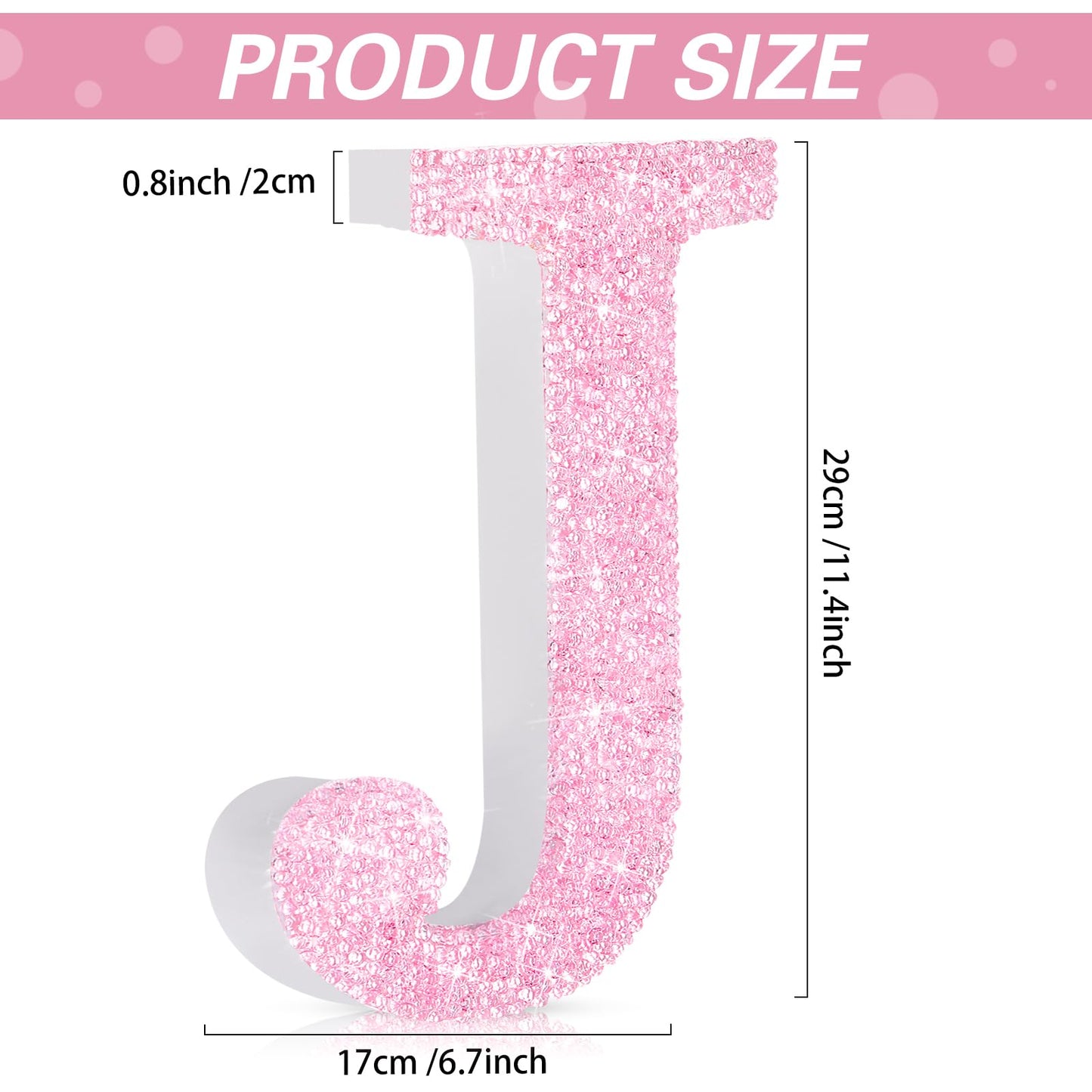 Qunclay Pink Crystal Diamond Letter Wall Decor, Glitter Wooden Bling
