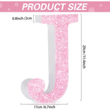 Qunclay Pink Crystal Diamond Letter Wall Decor, Glitter Wooden Bling