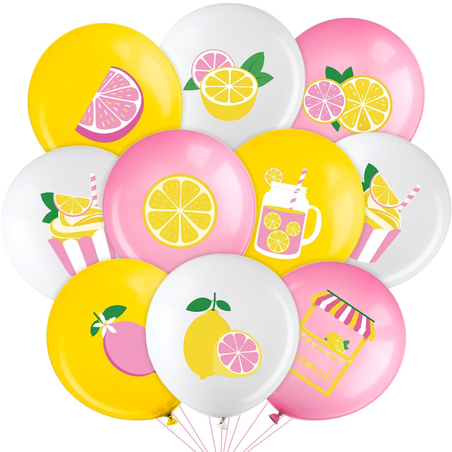 Aoriher 63 Pcs Lemon Balloons Lemonade Party Decorations Yellow Pink