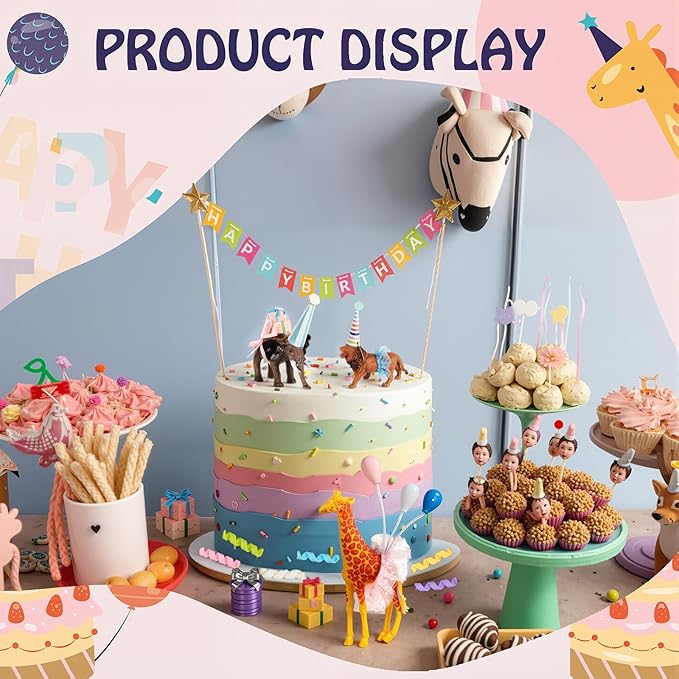 39 Pcs Safari Animal Cake Toppers Party Cake Animal Decorations