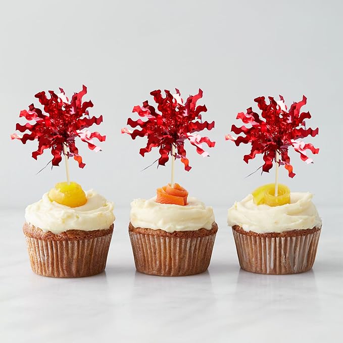 Gyufise 30Pcs Foil Firework Cupcake Toppers Sparkle Tinsel Cake #10