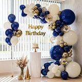 Blue and Gold Balloons Arch Kit, Navy Dark Blue Latex Balloon Arch