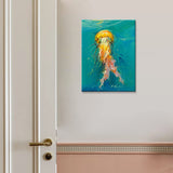 JZLDZS Coastal Wall Art Jellyfish Canvas Painting Print Turquoise