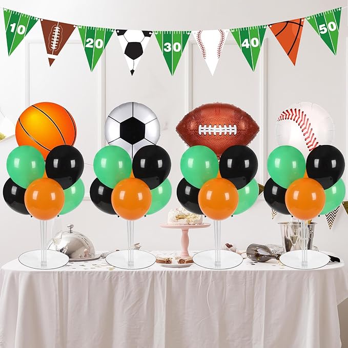 4 Sets Sports Party Balloons Stand Kit with Basketball Football
