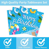 96 Pieces Pool Birthday Party Tableware Set for Summer Beach Table