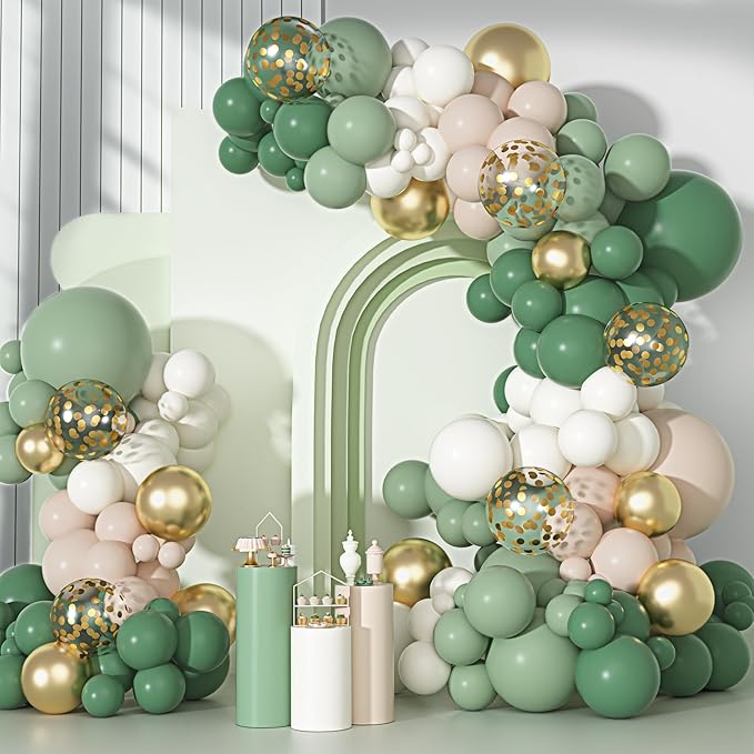 Ouddy Party Sage Green Balloons Arch Garland Kit, Different Sizes 18