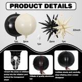 6Pcs Black White Foil Balloons,22Inch Sand White Black 4D Round Ball