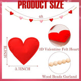 Valentine's Day Garland 3D Felt Valentine Heart Banner with Wooden