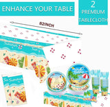 177 pcs Beach Party Supply Disposable Tableware Set with Tablecloth