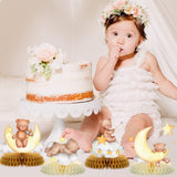 9 Pcs Bear Baby Shower Honeycomb Centerpieces Little Bear Teddy Paper