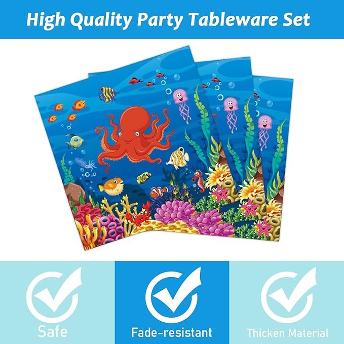 96 Pcs Ocean Under the Sea Plates and Napkins Party Supplies Ocean