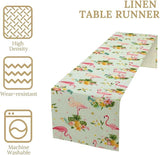 Flamingo Bird Table Runner Retro Pink Flamingo Tropical Flowers