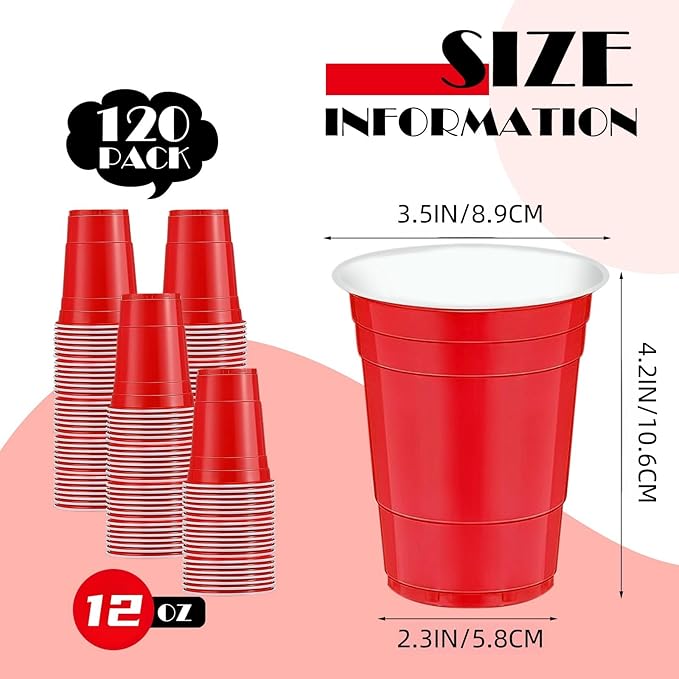 120 pcs 12 oz red plastic cups Christmas plasitc cups red Party Cups