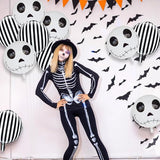 Halloween Balloons Decorations 18 Inch Skull Black and White Striped