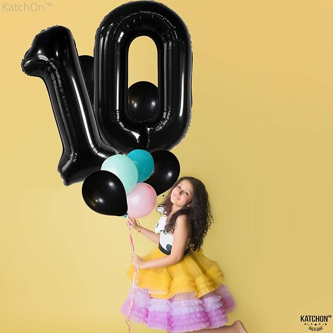 Large, Black 0 Balloon Number - 40 Inch | Foil Number Balloons for