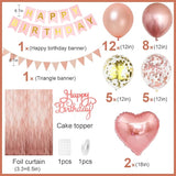 Rose Gold Birthday Decorations for Girls,Happy Birthday Party