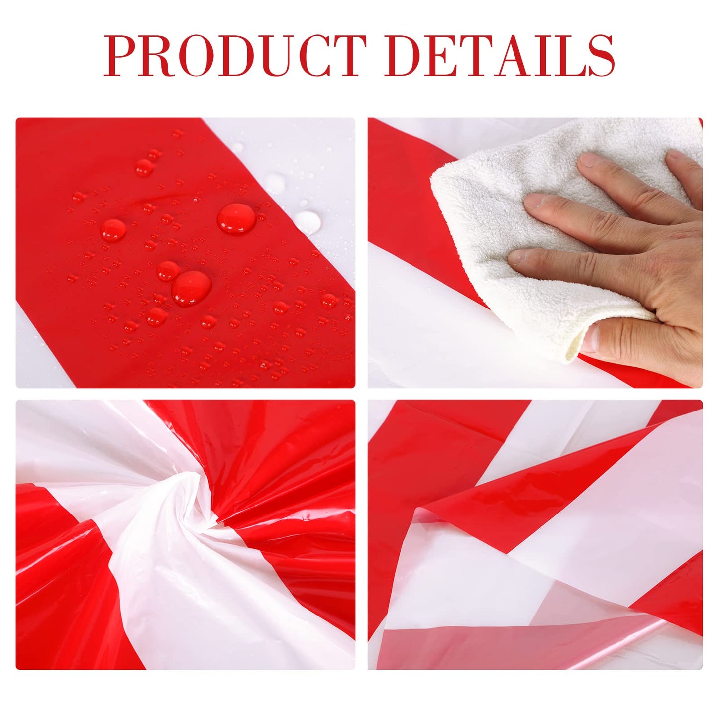 Tatuo 3 Pcs Red and White Round Circus Table Cloth 84 Inch Carnival