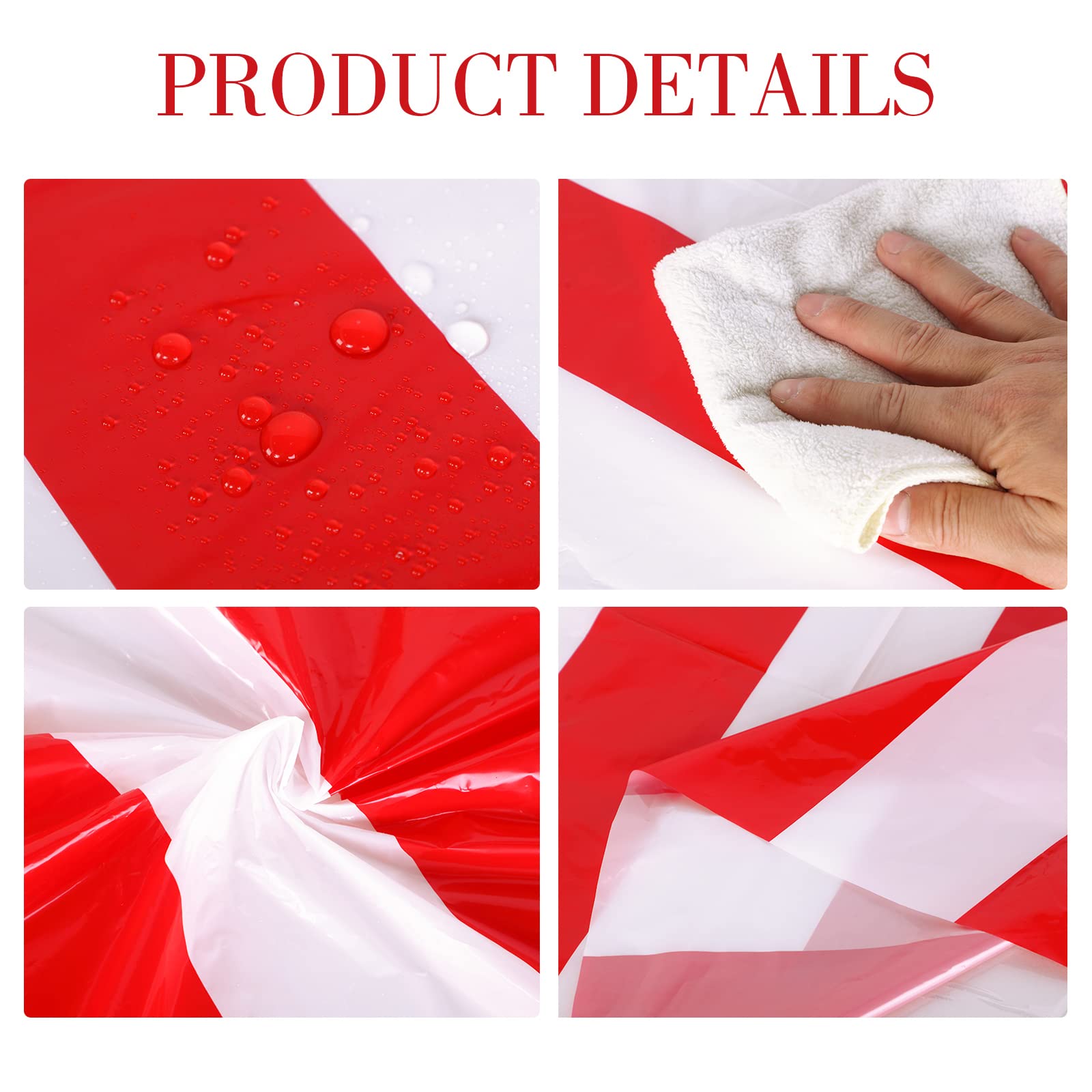 Tatuo 3 Pcs Red and White Round Circus Table Cloth 84 Inch Carnival