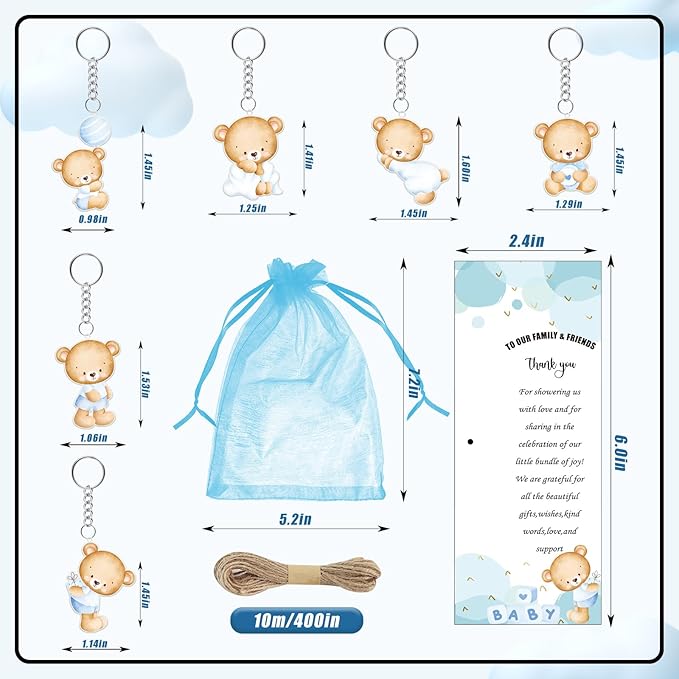 289 Pieces Baby Shower Gifts for Guest Blue Bear Ballpoint Pens and