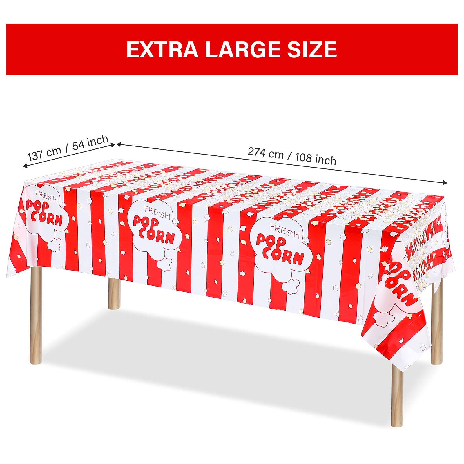 Irenare 3 Pieces Popcorn Tablecloth Decorations Plastic Popcorn Table