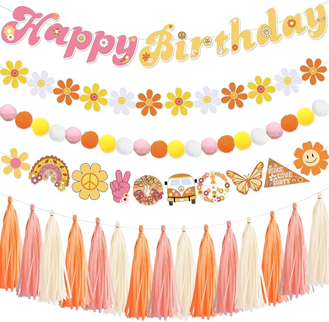 Daisy Garland for Decoration Groovy Boho Party Garland Decoration
