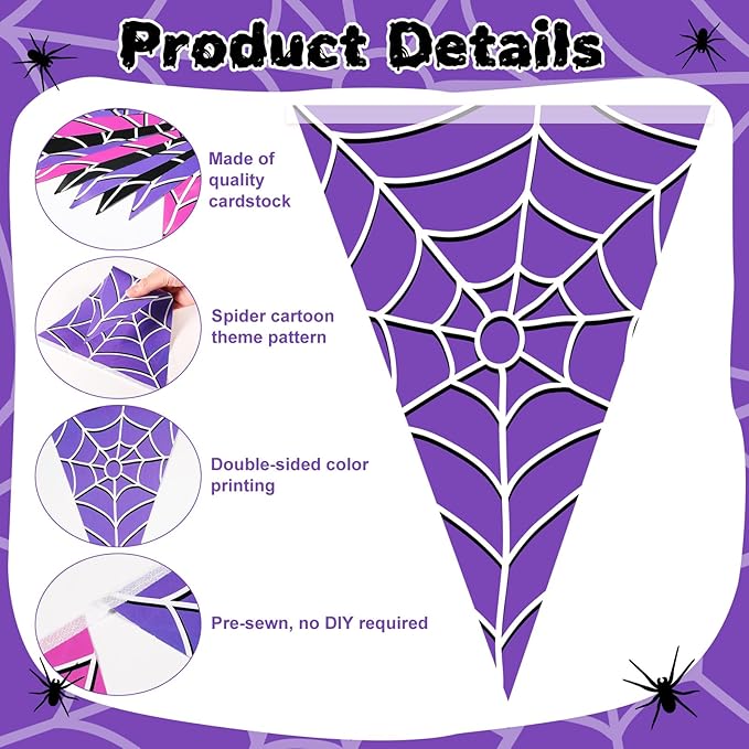 5 Pcs Wednesday Birthday Party Decorations Halloween Spider Web