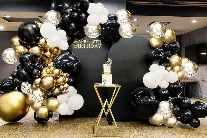 182pcs Black and Gold Balloons Garland Arch Kit, 5 10 12 18 inch