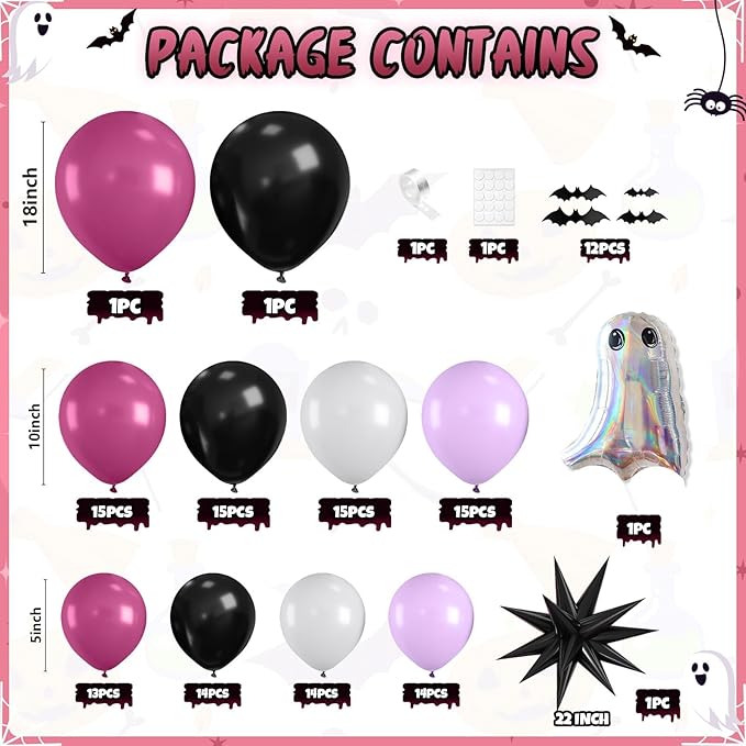 120 Pcs Halloween Balloon Arch Paready Ghost Star Foil Balloon Black