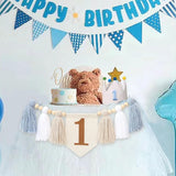 Baby Boy First Birthday Party Decorations For Blue High Chair Banner