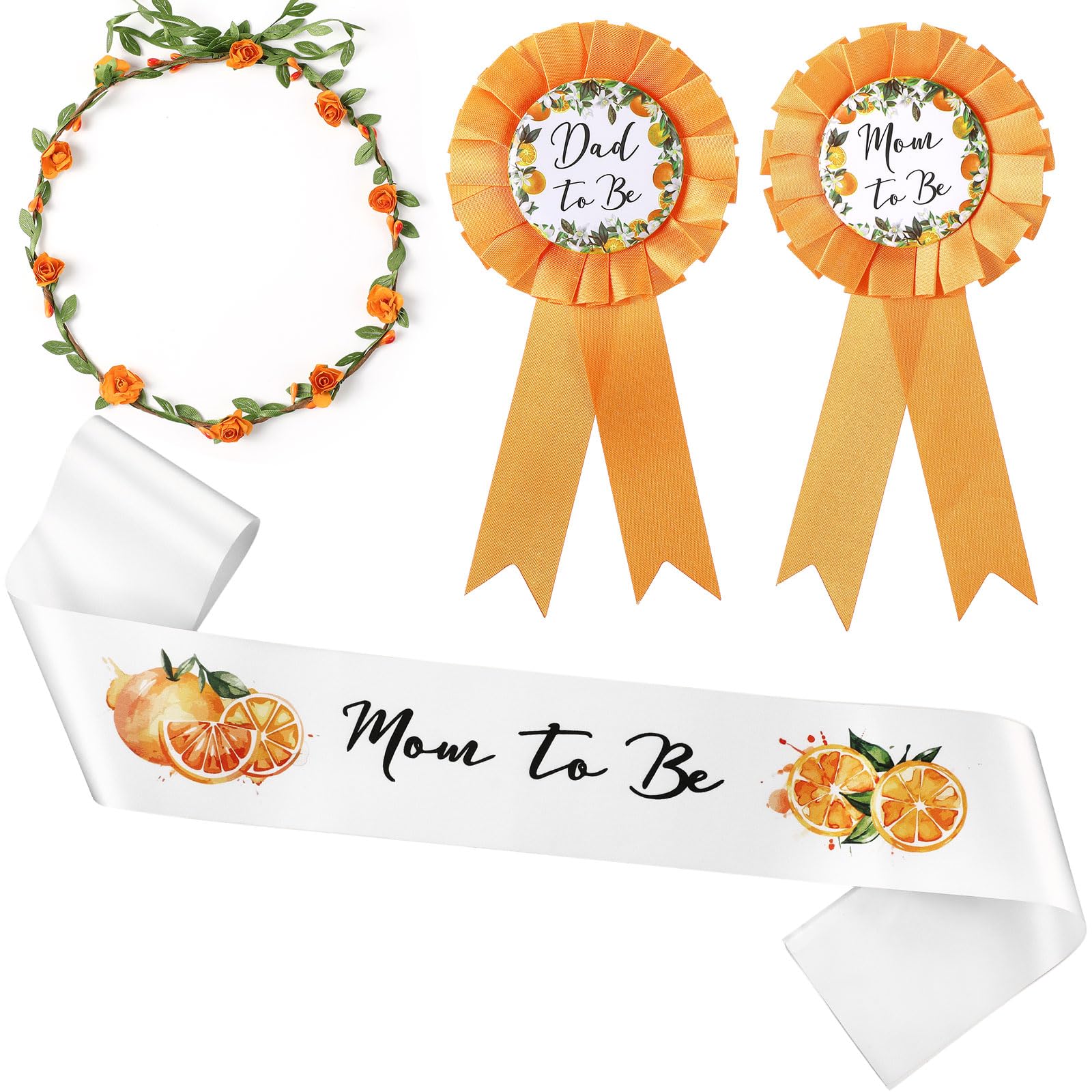 Xinnun 4 Pieces Little Cutie Citrus Mom to Be Sash Baby Shower