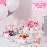 Widecook 96 Pcs Cowgirl Cupcake Toppers and Wrappers Western Cowgirl