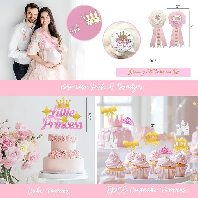 Royal Princess Baby Shower Decorations 138 PCs Baby Princess Party