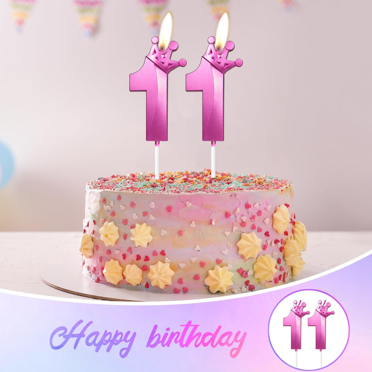 Metallic Purple Number Birthday Candle, Kpop Theme Cake Topper for 14