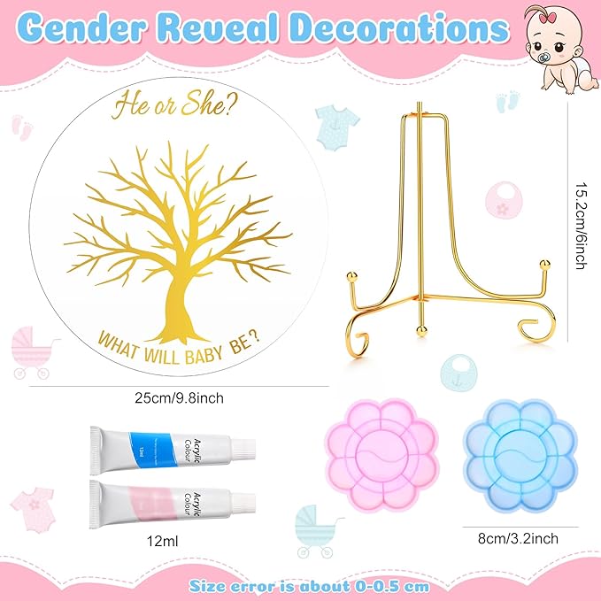 Gender Reveal Fingerprint Tree Boy or Girl Party Ideas Baby Shower