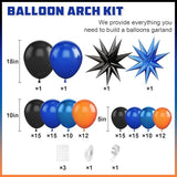 Black Orange Blue Balloon Arch Kit,Royal Blue Black Balloon Garland
