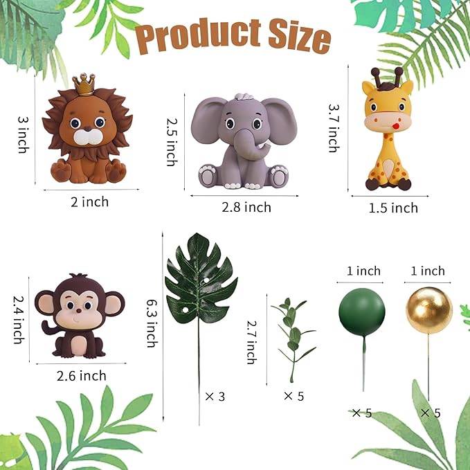 Safari Animal Cake Toppers Jungle Wild Cake Decorations