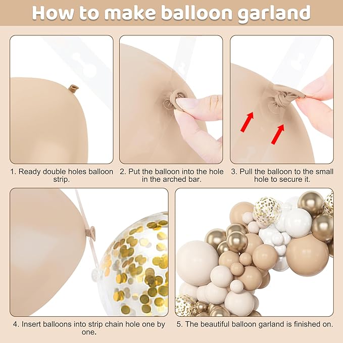 Amandir 153pcs White Sand Balloon Garland Arch Kit, Different Sizes