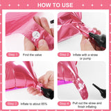 DustyPink and HotPink Square Foil Balloons 25 Pcs Metallic DustyPink