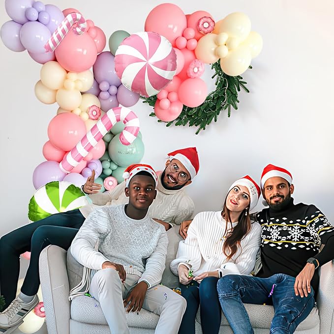Christmas Balloon Garland Arch Kit Pastel Pink Purple Green Balloons