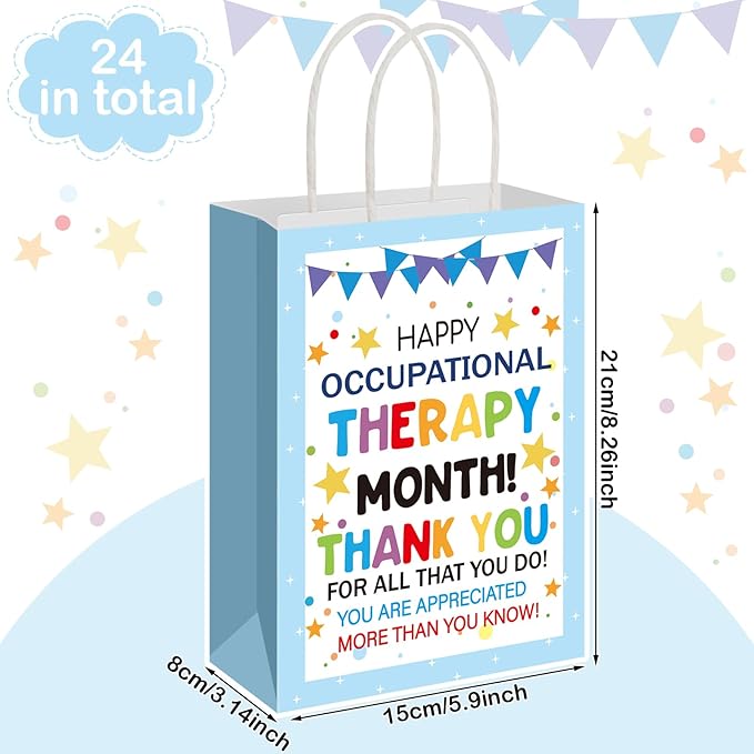 Gilprop 24 Pcs Occupational Therapy Month Gifts Bags OT Thank You