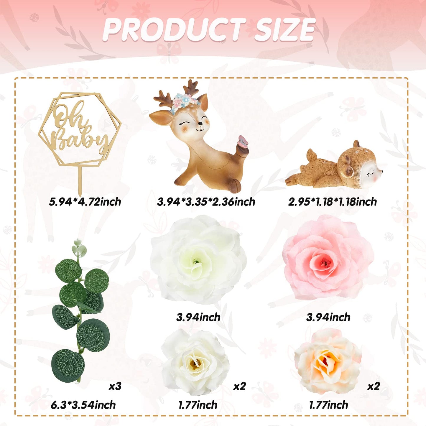 Taiyin Oh Baby Cake Toppers for Baby Shower Cute Deer Cake Toppers