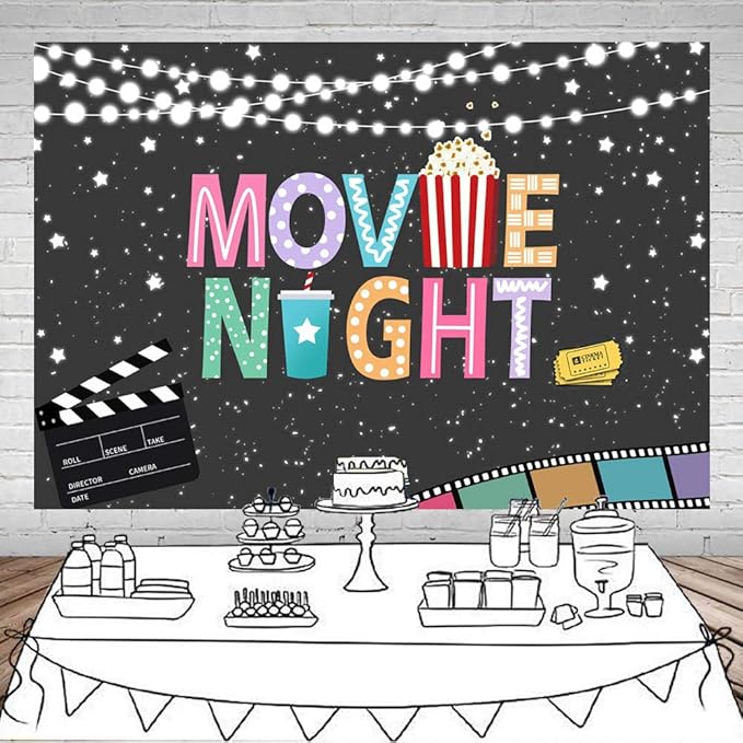 Cinema Movie Night Backdrop Popcorn Movie Party Birthday Party