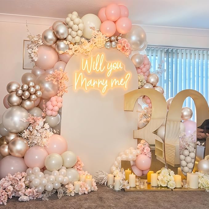 HILAVO Pink and Gold Balloons 12 Inch Pastel Light Baby Pink Double