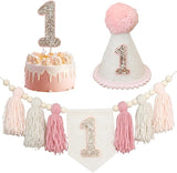 Pink 1st Birthday Decoration High Chair Banner for Girl 1st Birthday