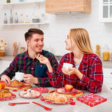 96 Pieces Valentine's Day Tableware Set Red Heart Disposable Plates